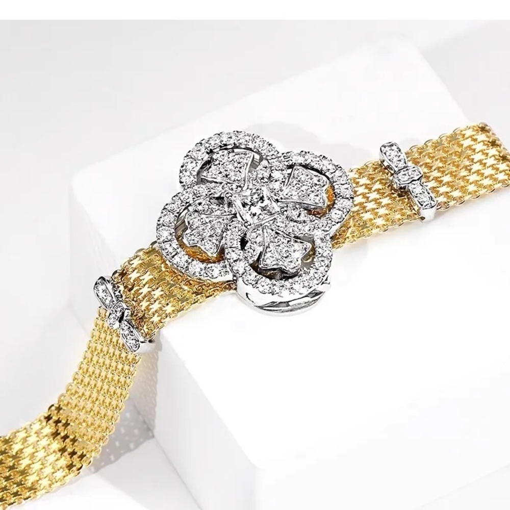 Silver Gold CZ Vintage Style Bracelet - Picture 5 of 6